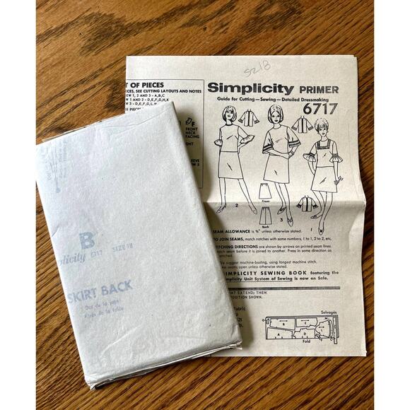UNCUT Vintage 1960s Simplicity 6717 Sewing Pattern Size Large Two Piece Dress - Picture 3 of 3